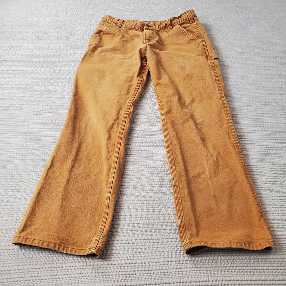 Carhartt Relaxed Fit Carpenter Pants Brown Duck Canvas Workwear 33x32 Mens